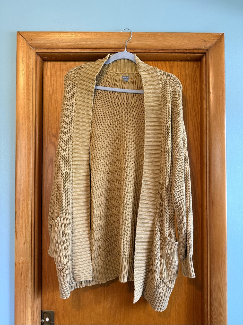aerie Open-Front Chunky Knit Cardigan - Beige/Tan